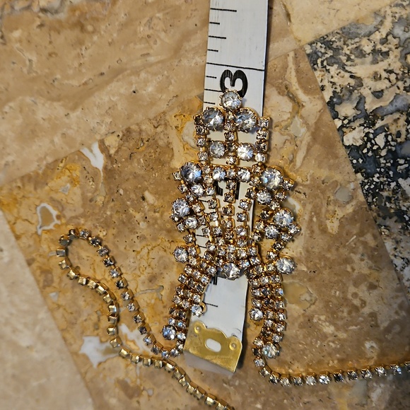 Clear Rhinestone Necklace Art Deco Style Prong Set Vintage Estate Bridal Formal - Picture 12 of 12